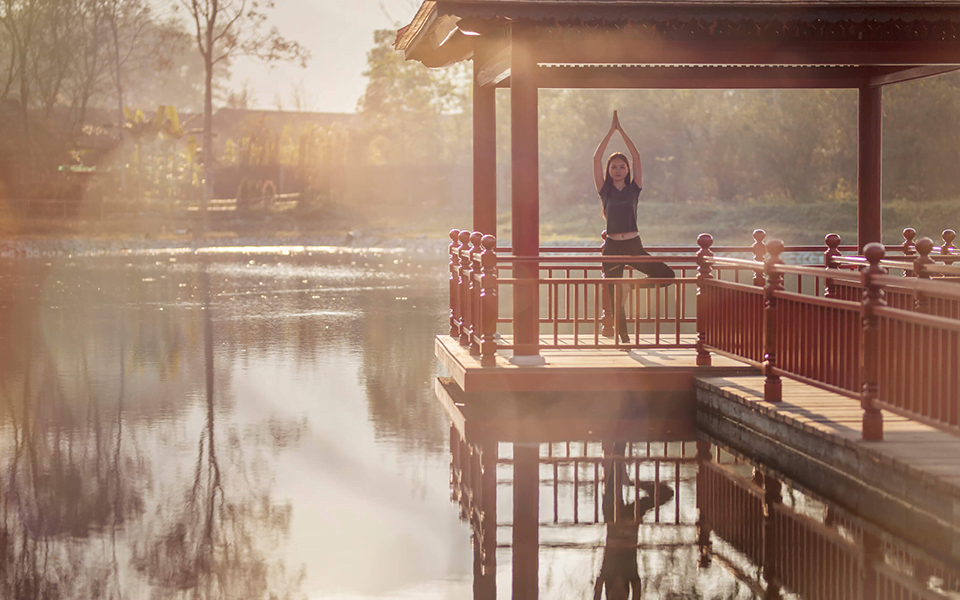 A calm balcony view at Alba Wellness Valley Hue